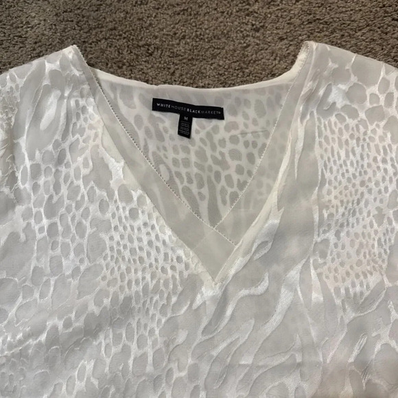 White House Black Market‎ Medium Zebra Overlay Sheer Office Career Bell Sleeve - Picture 5 of 12